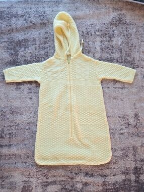 Vintage Tiny Tots Yellow Hooded Knit Sleepsack Unisex Size 3-6 Months